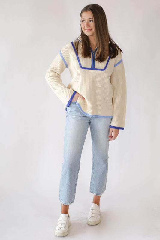 Contrast Piping Sweater