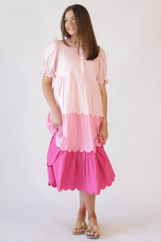 Pink Colorblock Dress