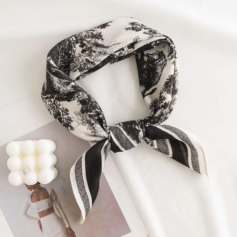 Black Retro Small Scarf