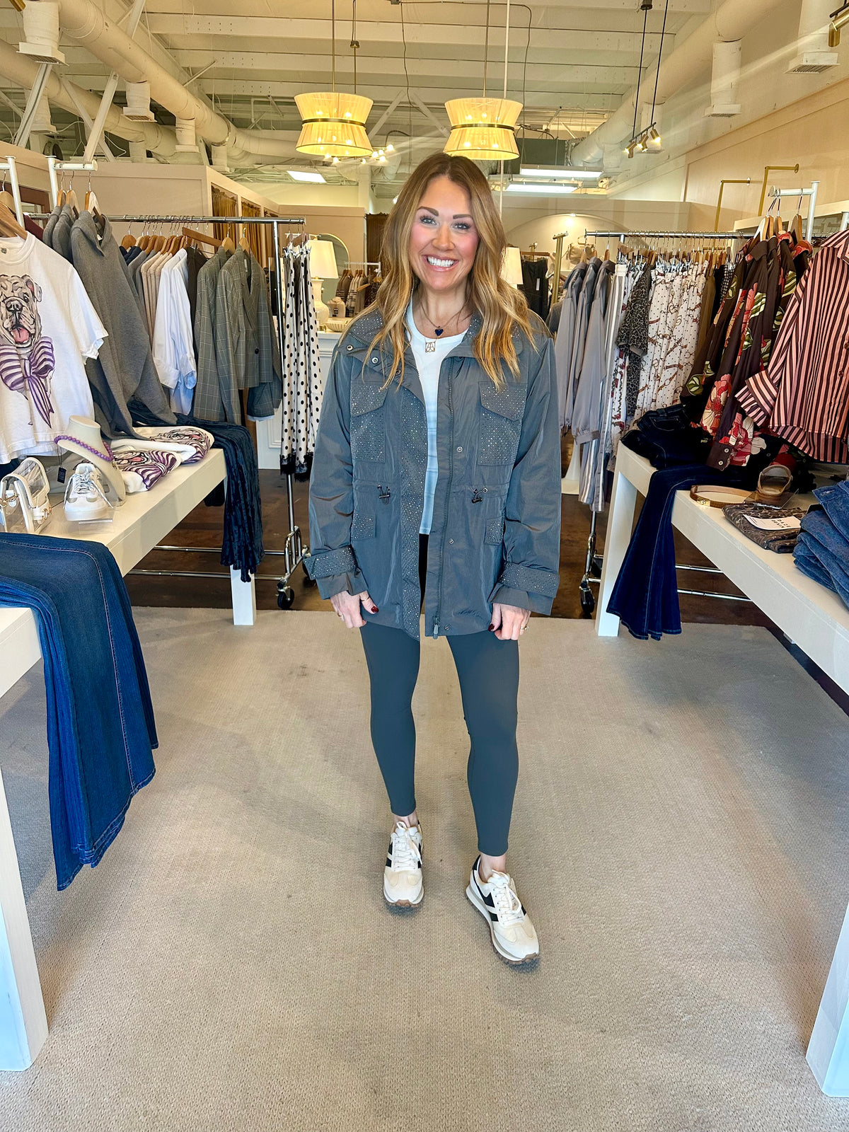 Nylon Embellished Jacket-Avocado