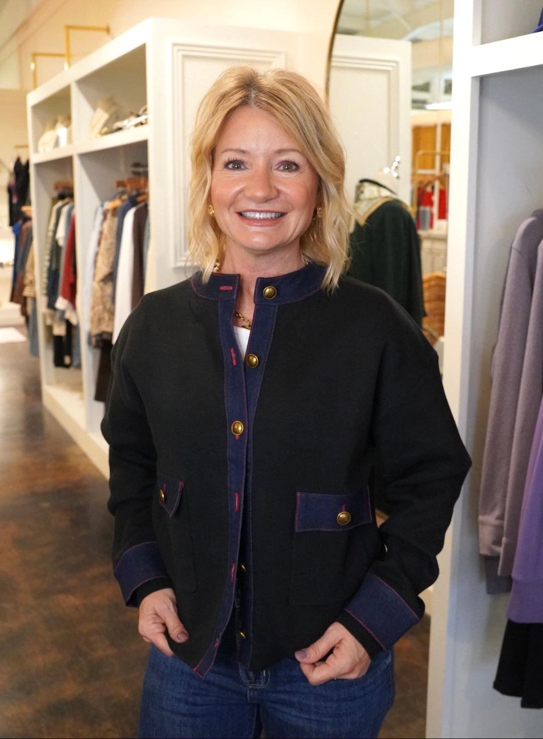 Lila Denim Detail Jacket-Black