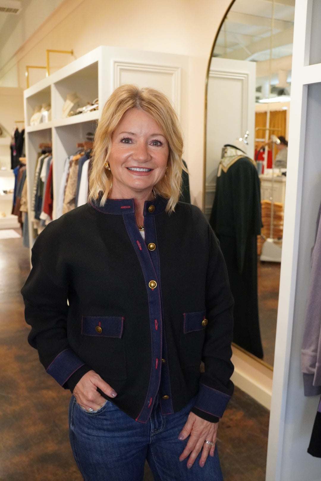 Lila Denim Detail Jacket-Black