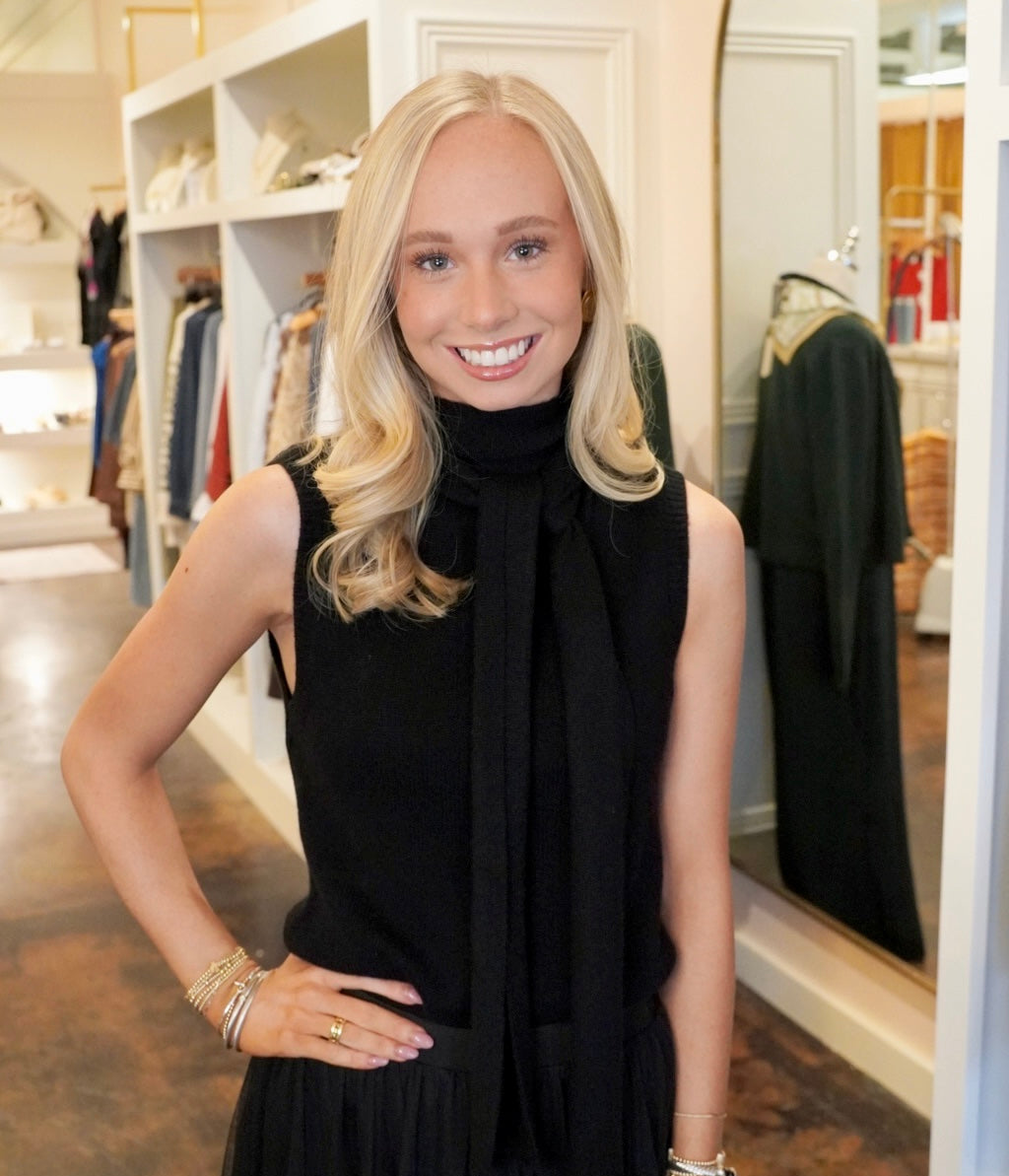 Scarf Sweater Shell-Black