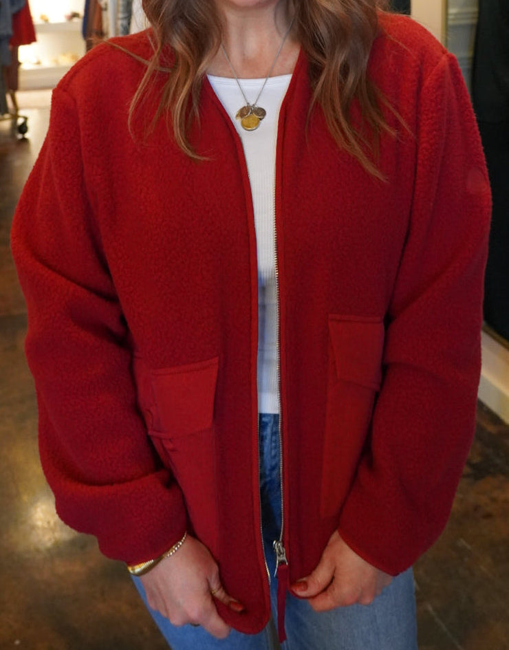 Marina Fleece-Red Dahlia