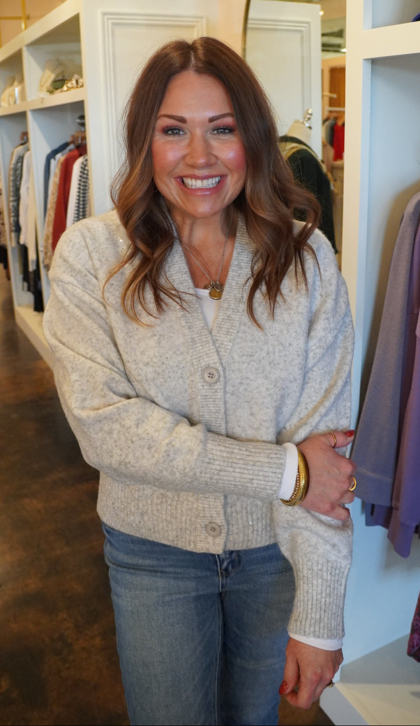 Shimmer Cardi-Grey Sparkle