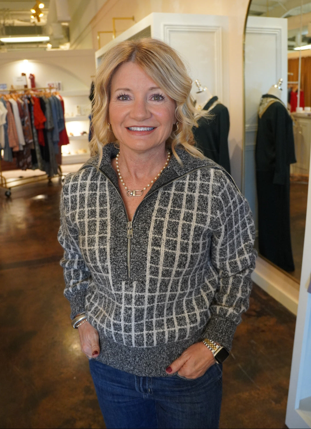 Furley 1/2 Zip Knit-Charcoal Marl