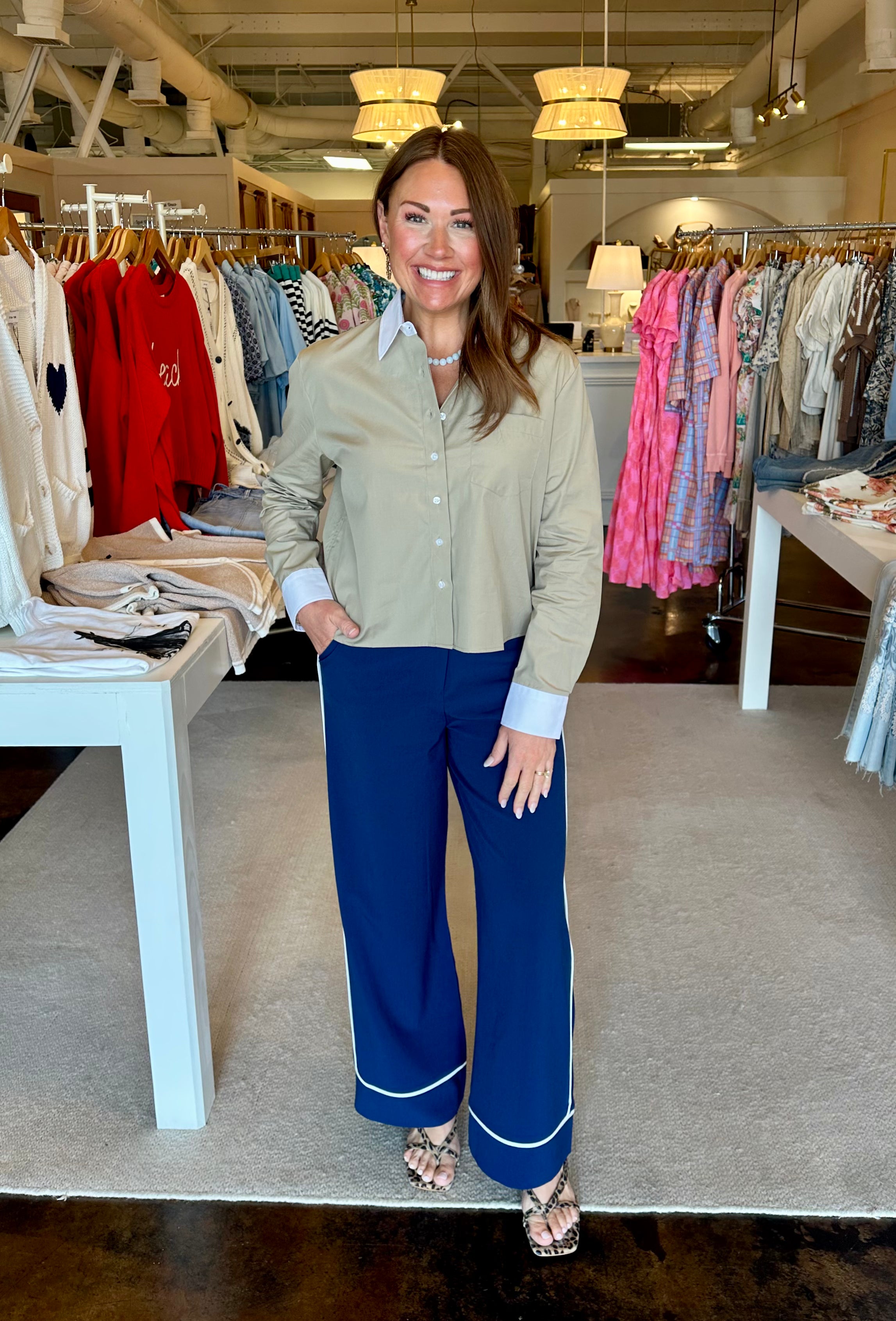 Danta Piping Pants-Medieval Blue