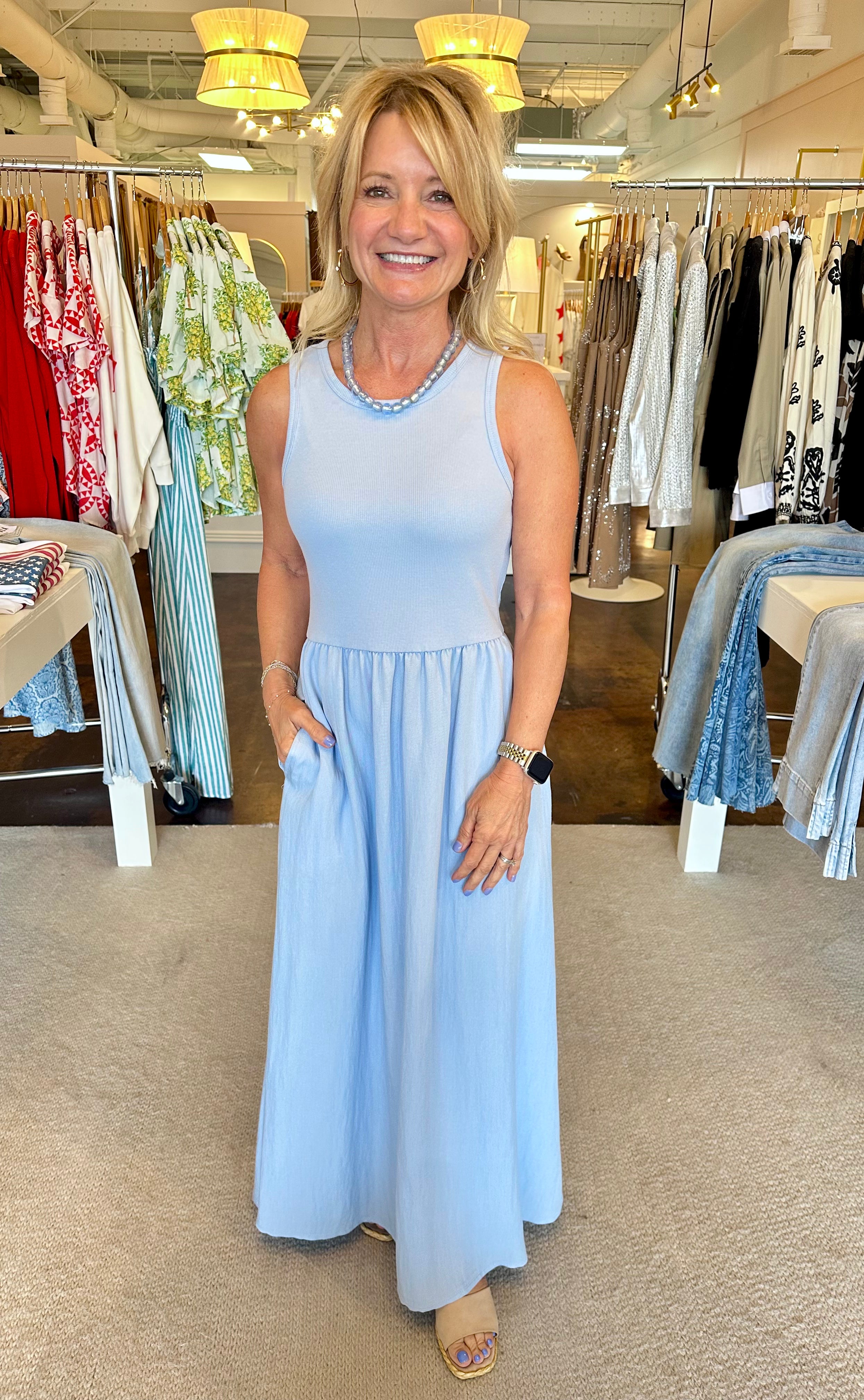 Charlotte Midi Dress- Light Blue