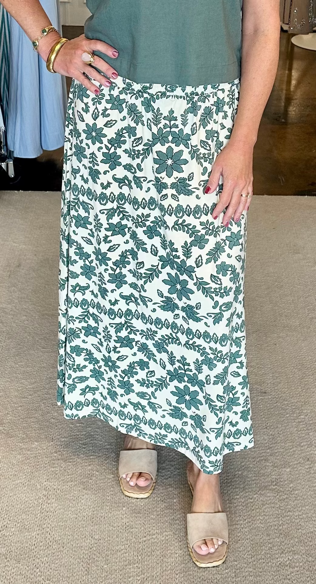 Leya Tera Paisley Maxi Skirt-Everglade