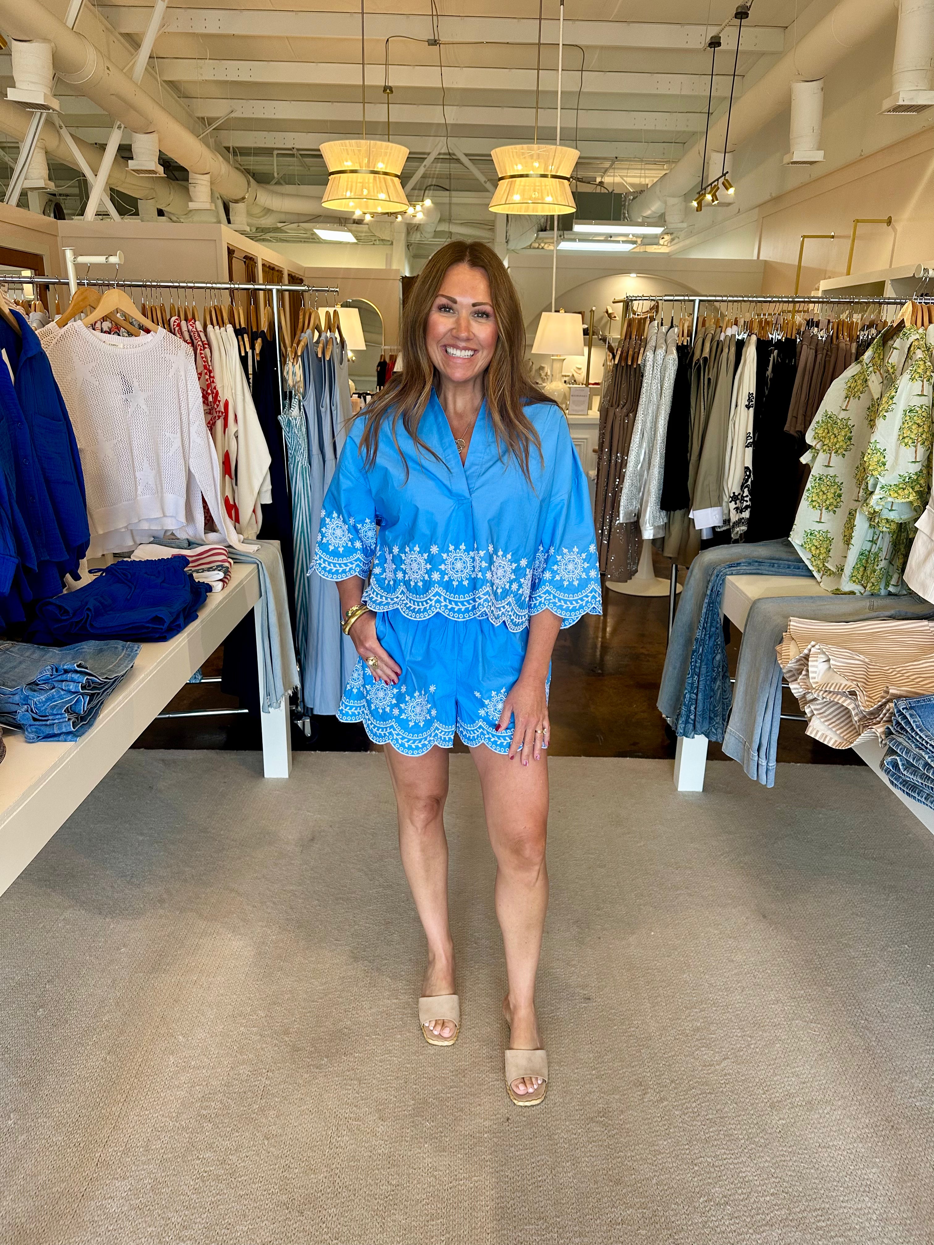 Alissa Cotton Short-Poolside Blue