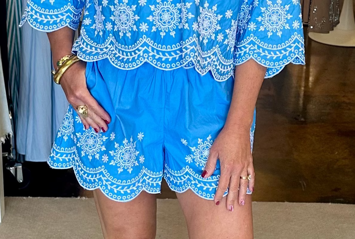 Alissa Cotton Short-Poolside Blue