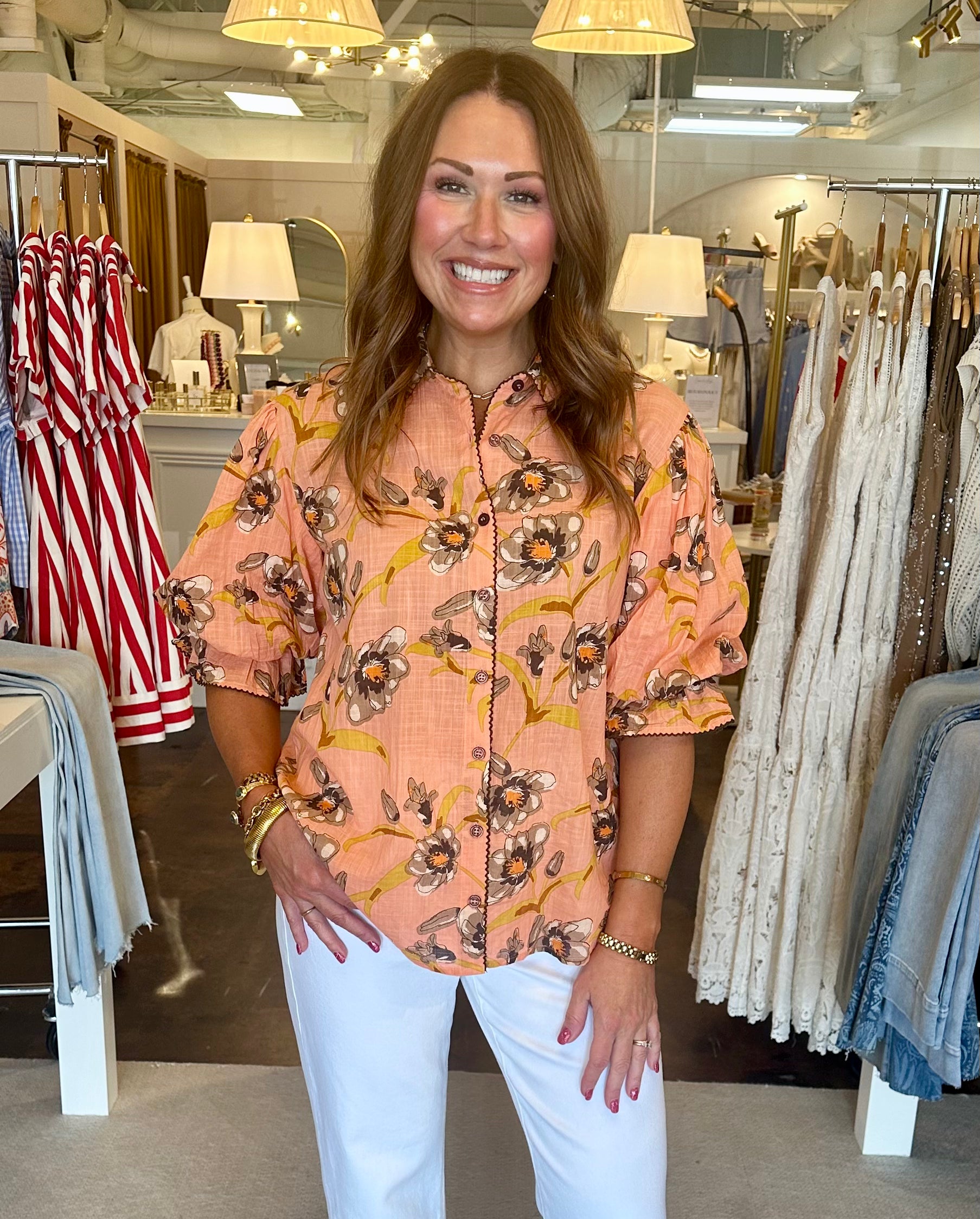Floral Coral Blouse