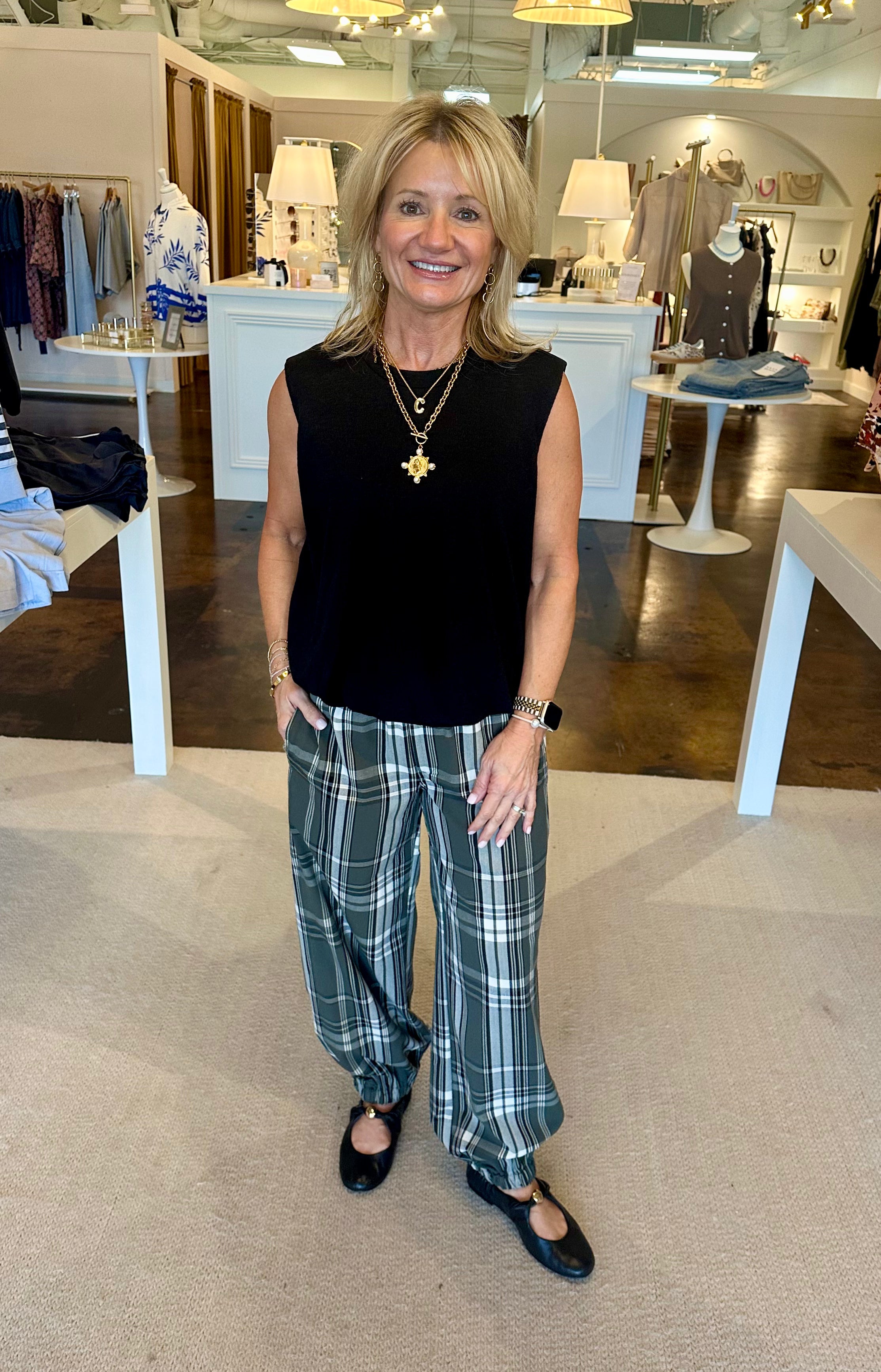 Micro Balloon Pant-Linden Plaid