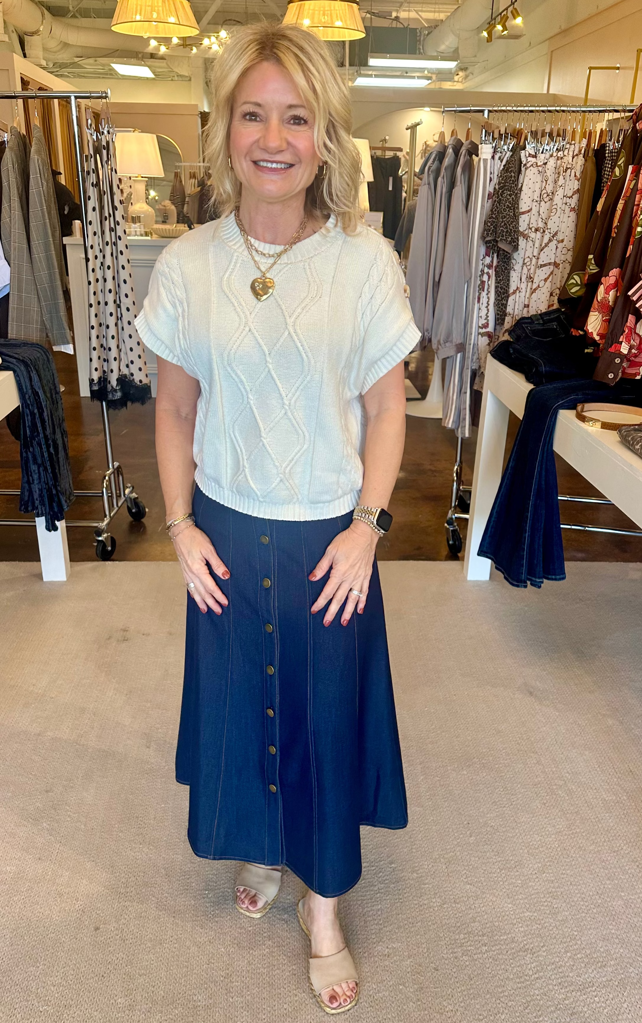 Indy Midi A-Line Denim Skirt