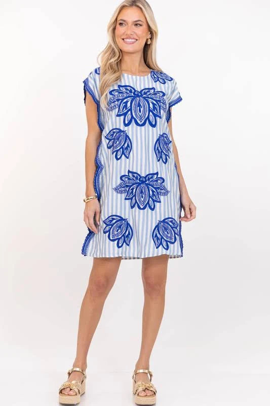 Capri Blue Embroidered Dress