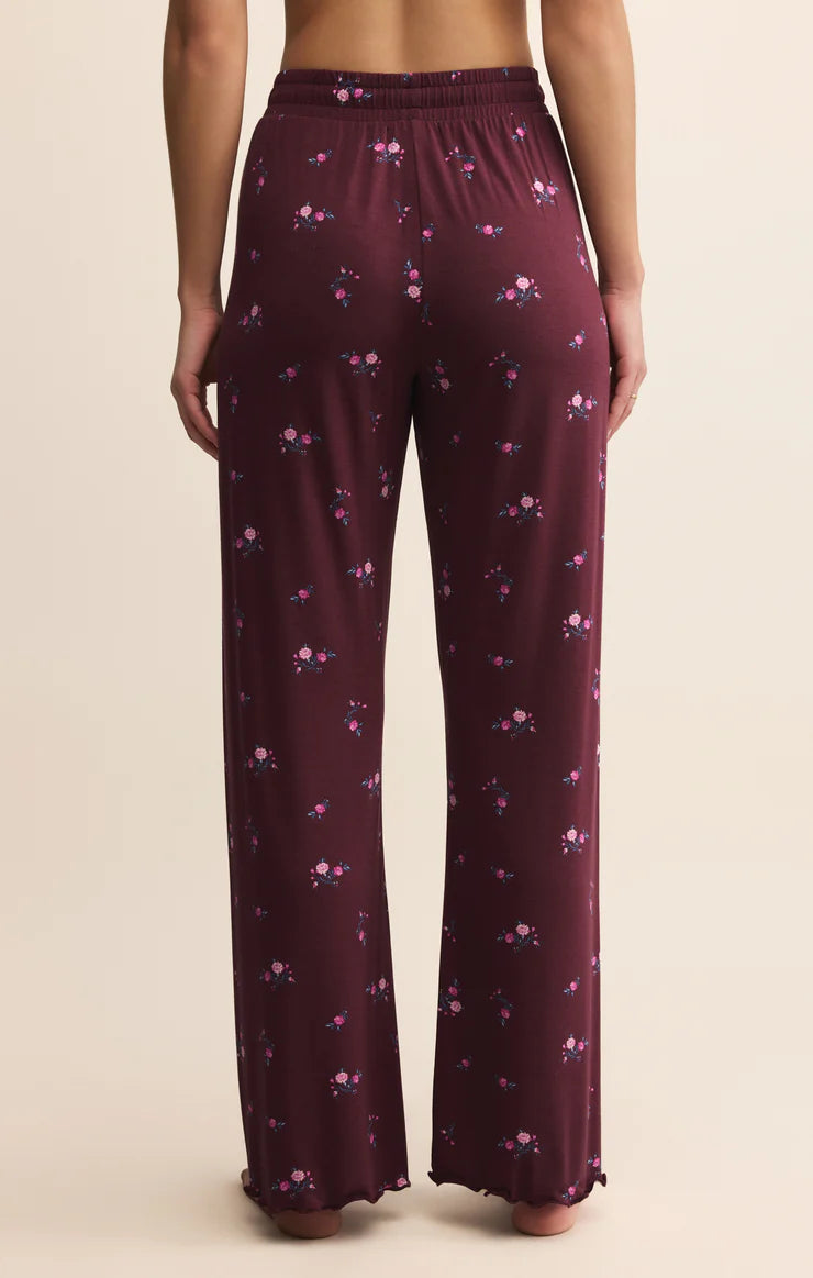 At Ease Ditsy Pant-Merlot