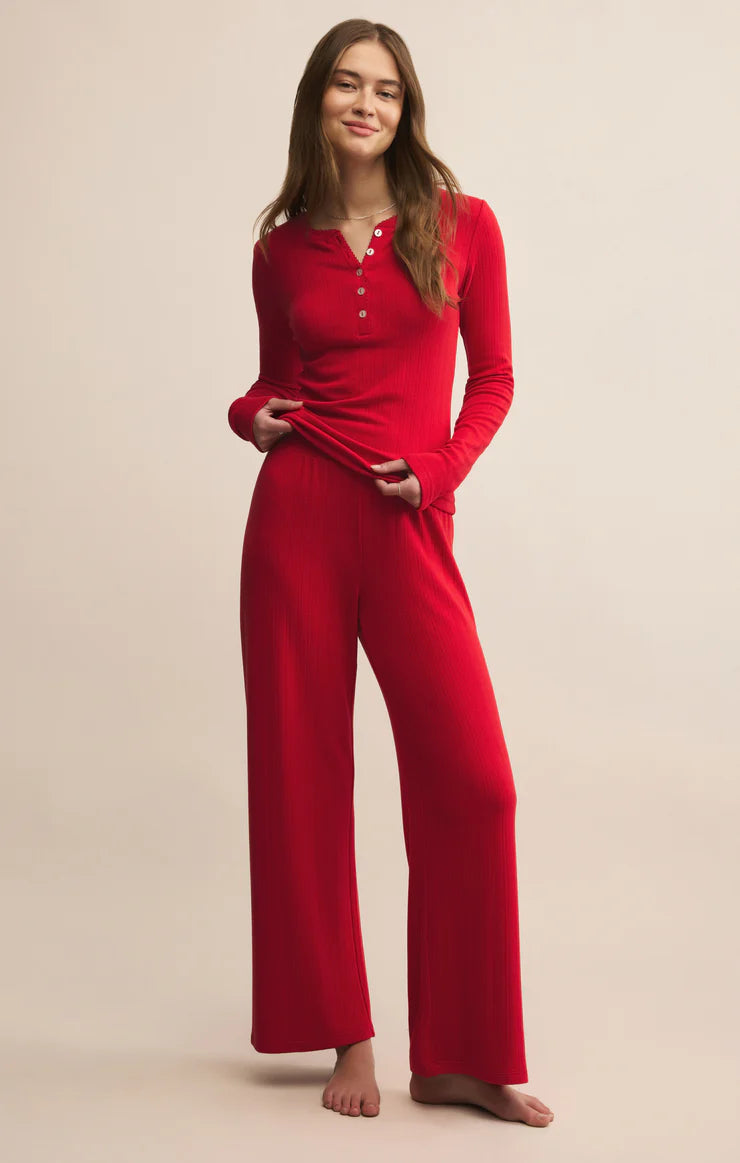 Holly Pointelle Top-Festive Red