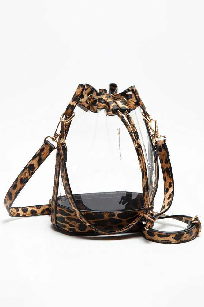 Crossbody Stadium Bucket Bag-Leopard