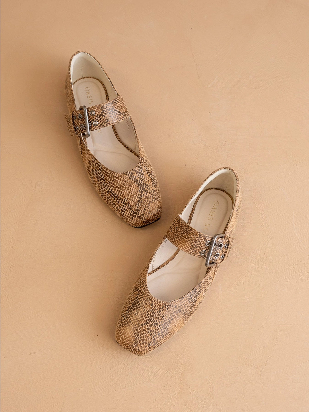 Soho Taupe Snake Ballet Flat