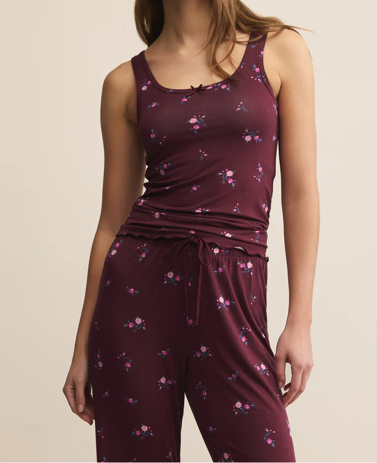 Shania Ditsy Tank-Merlot