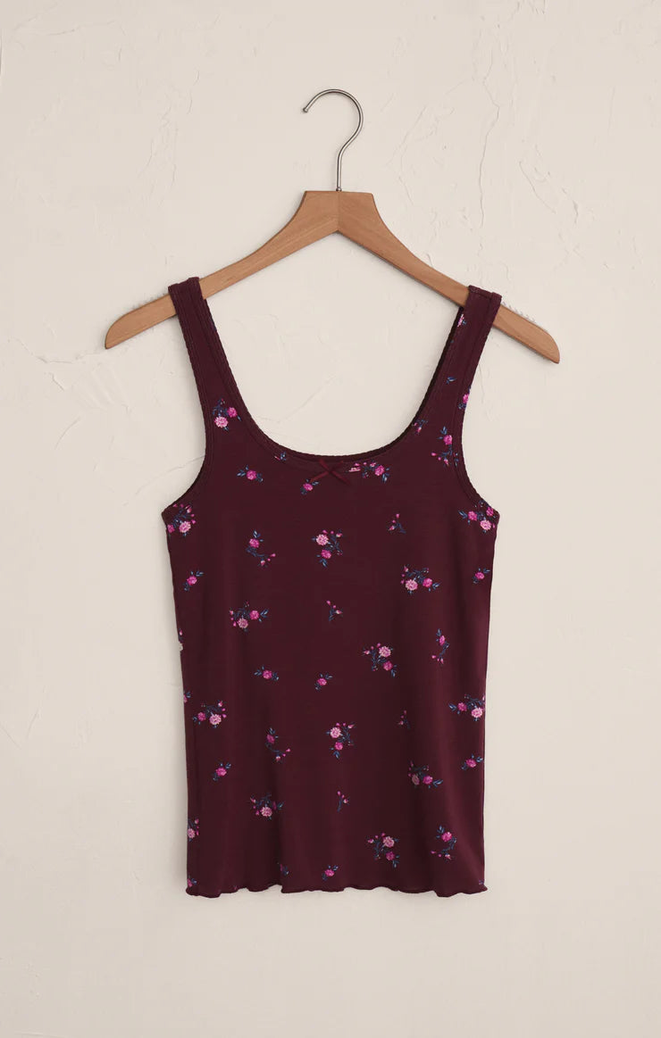 Shania Ditsy Tank-Merlot