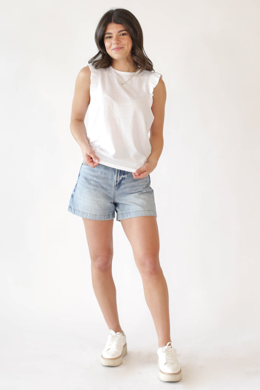 Marielle White Flutter Tank