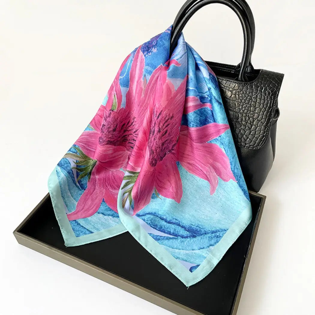 Bold Blue Floral Scarf