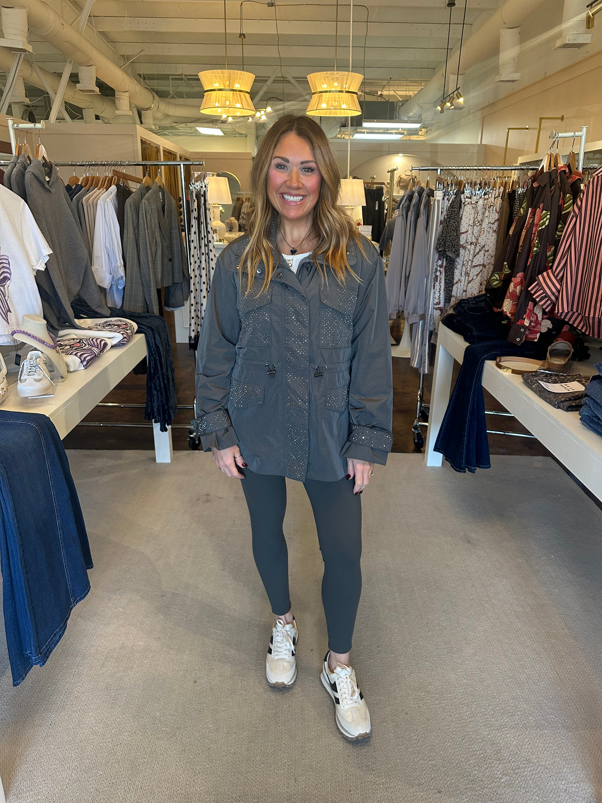 Nylon Embellished Jacket-Avocado