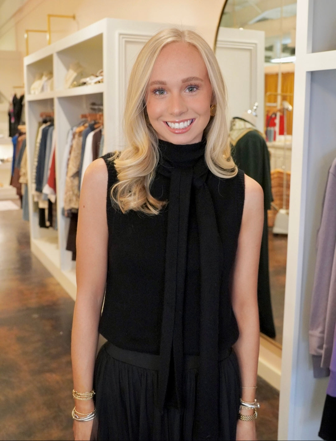 Scarf Sweater Shell-Black