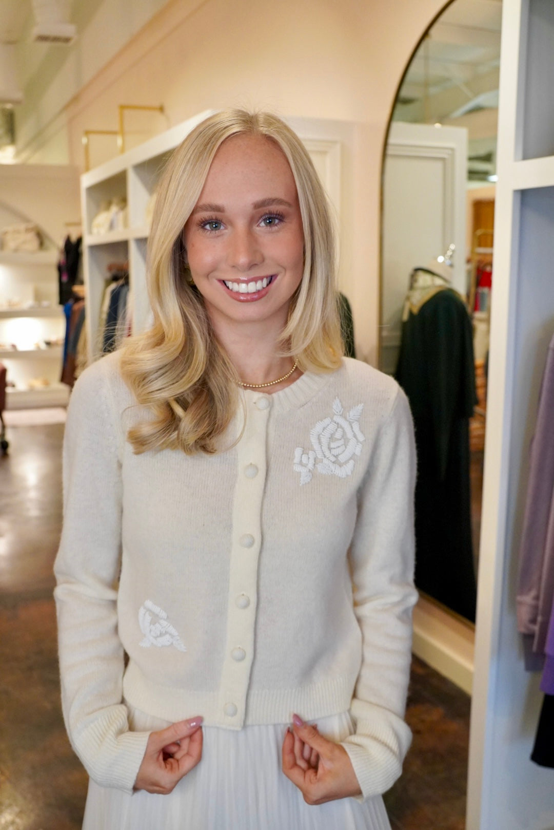 Nilda Beaded Cardi-Ivory