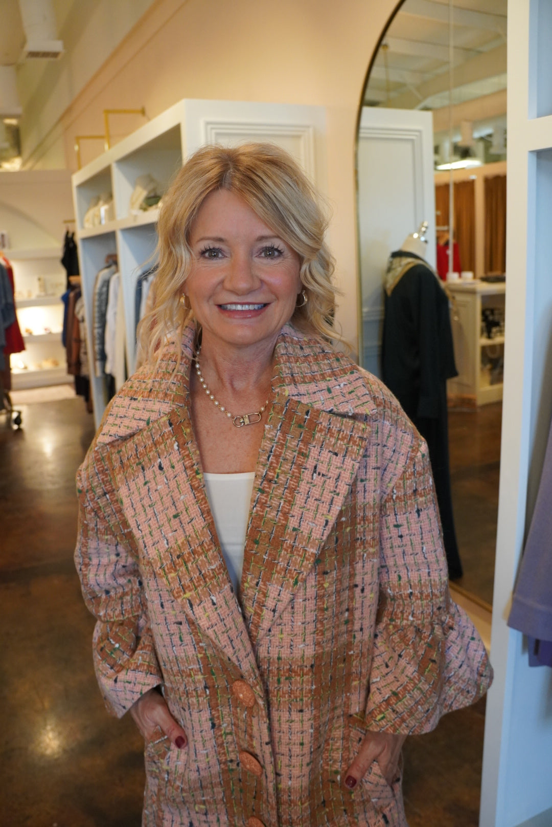 Deanna Pink Plaid Coat