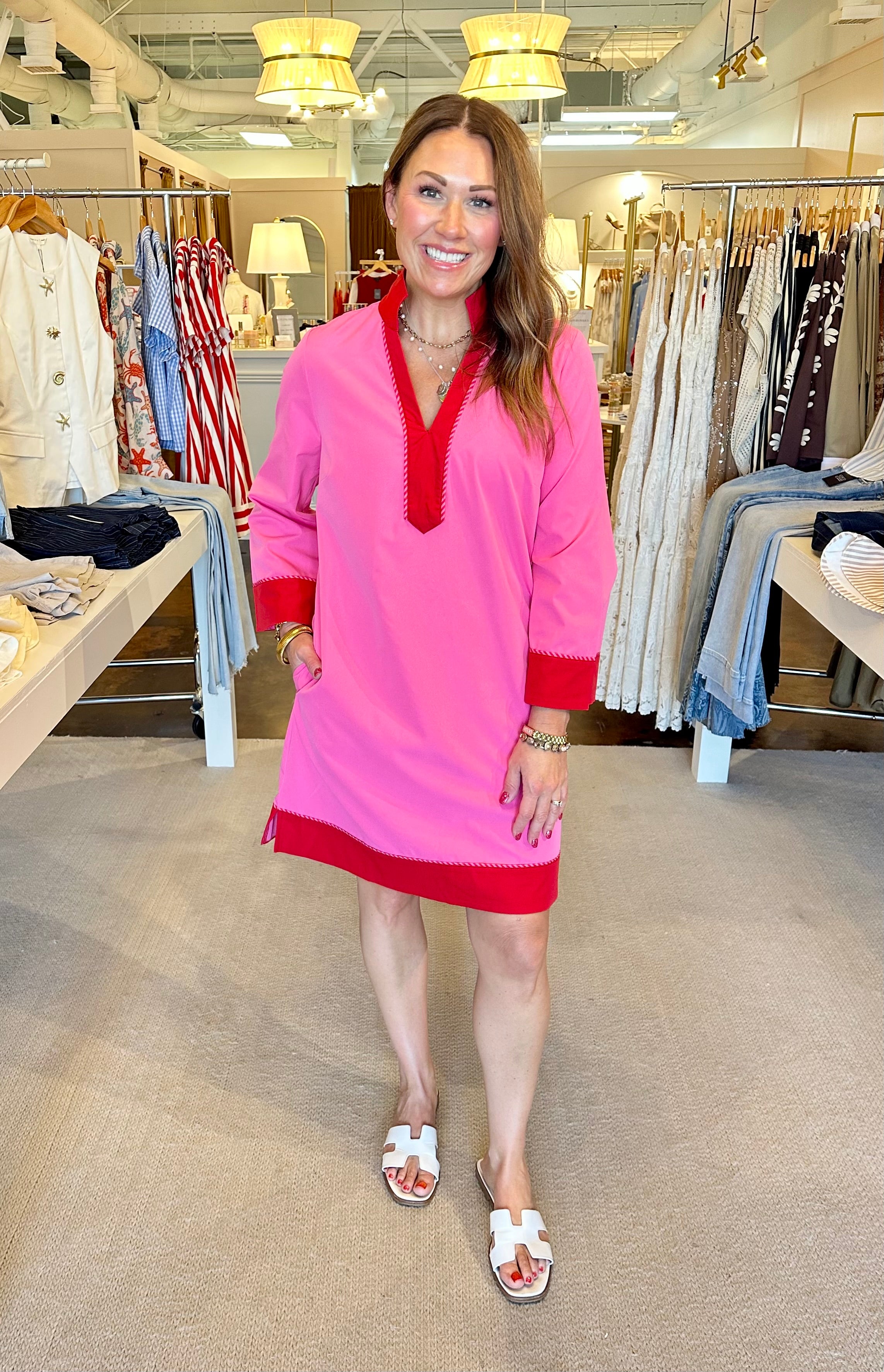 Brenda Dress-Pink/Red