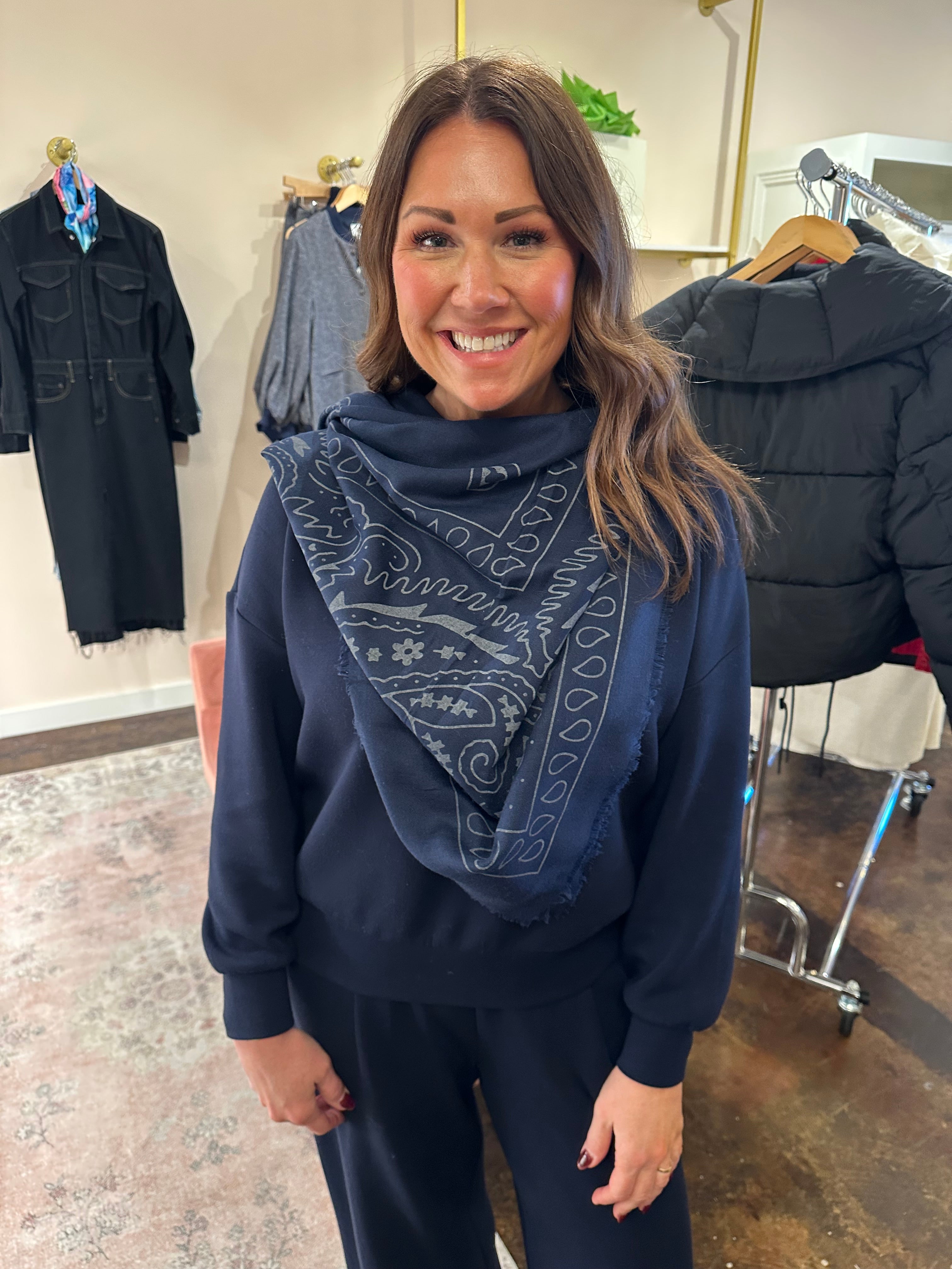 Madelyn Bandana Scarf - Navy
