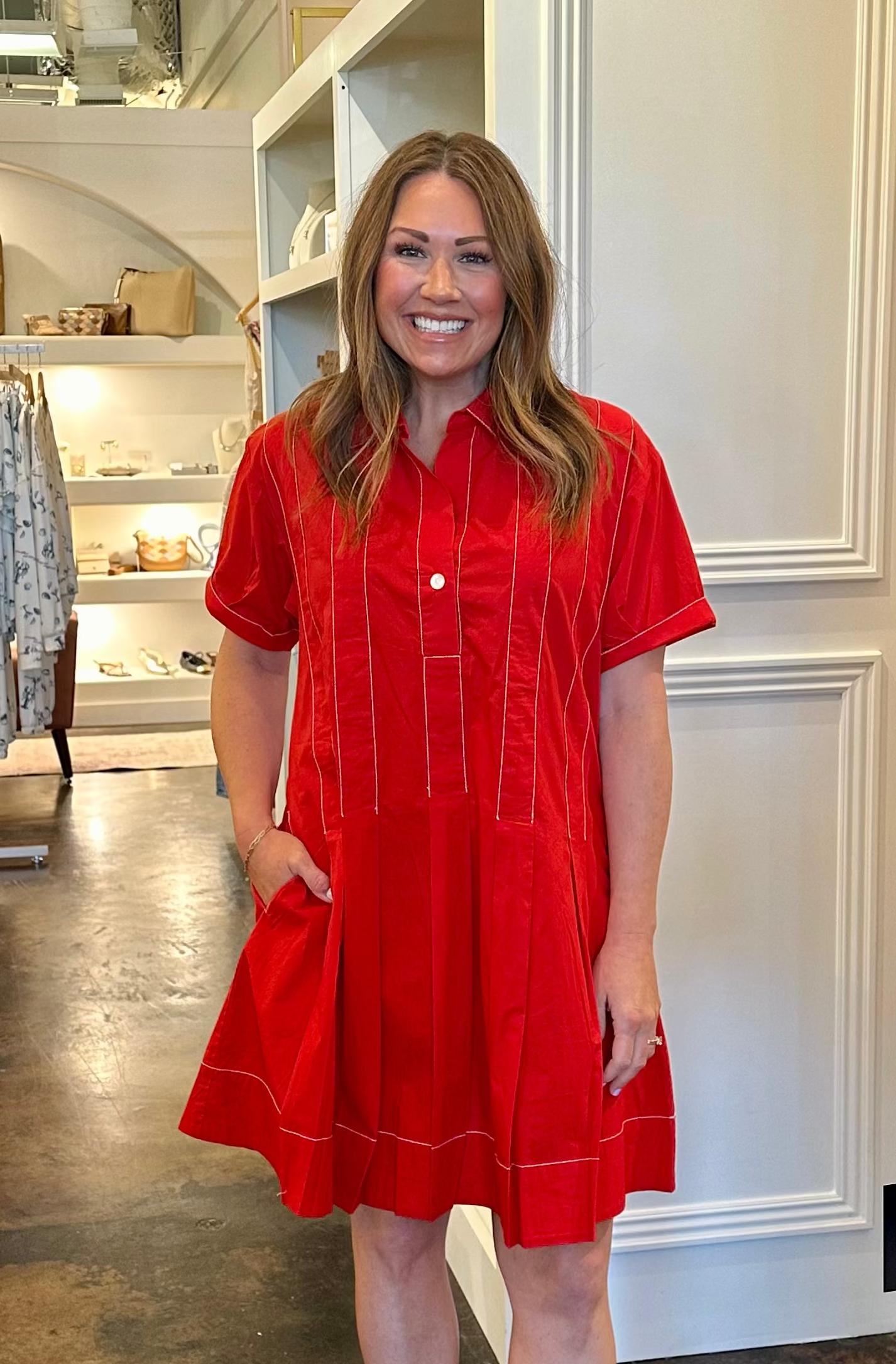 Pleated Shirt Dress