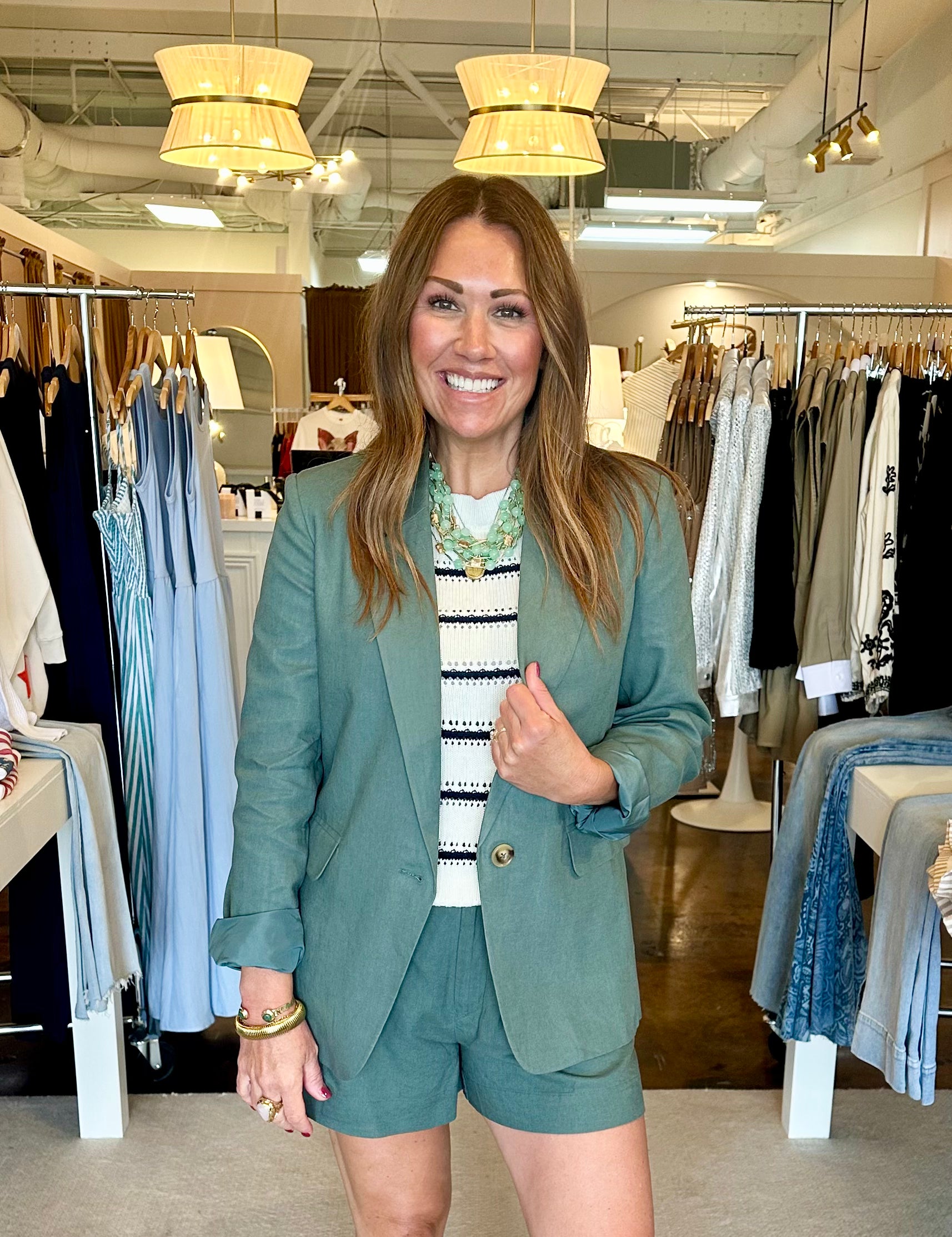 Evan Linen Blazer-Everglade
