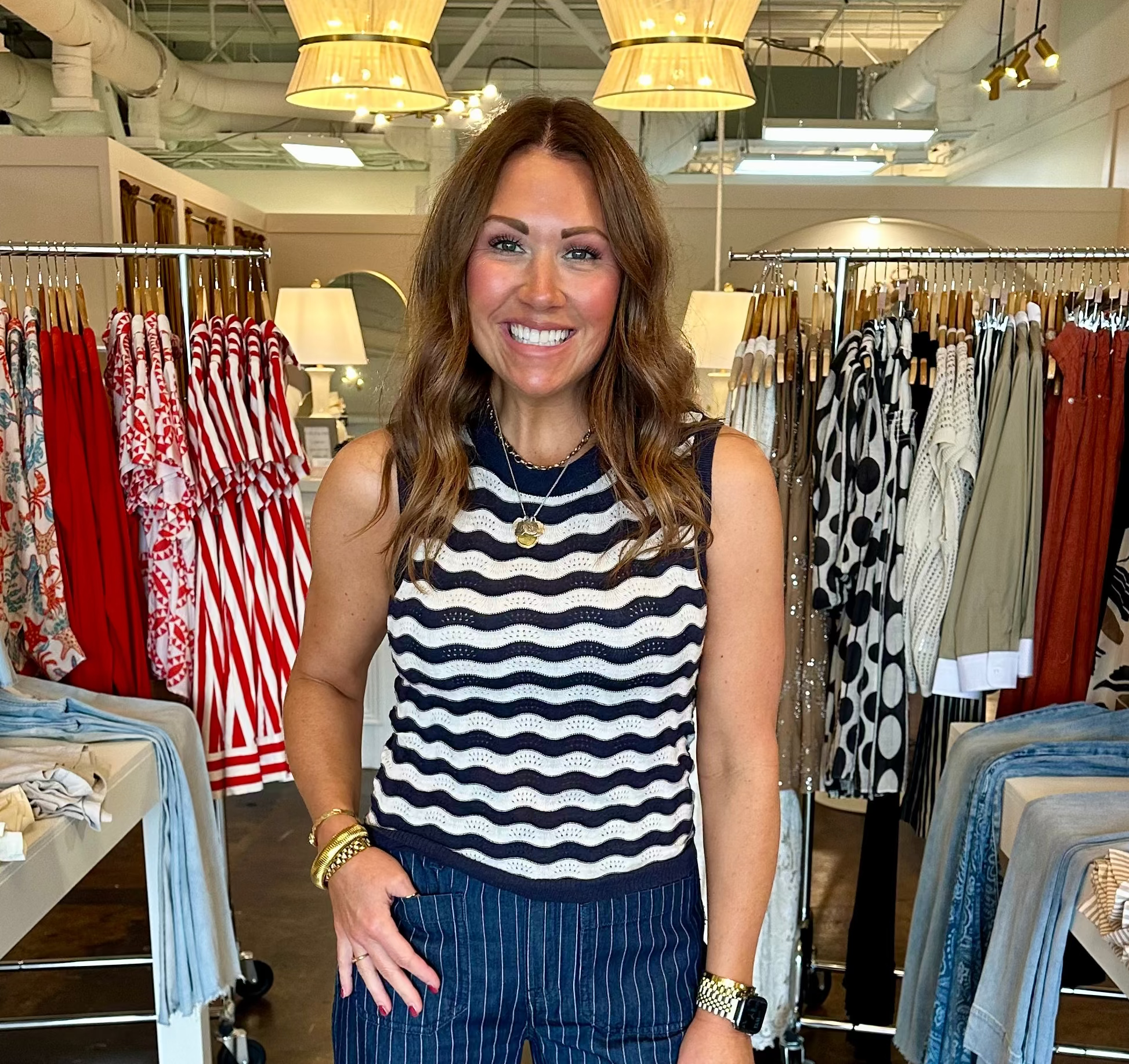 Marine Full Length Pant-Luna Stripe