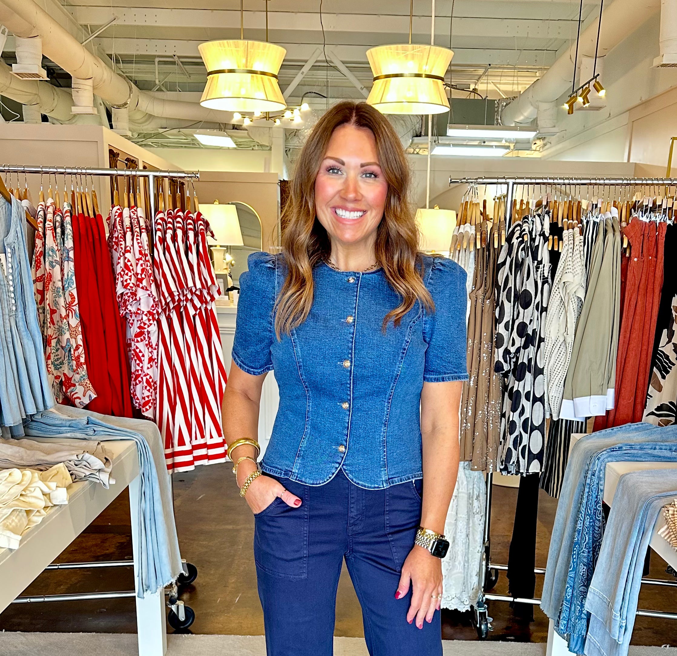 Delancey Denim Top-Dark Indigo