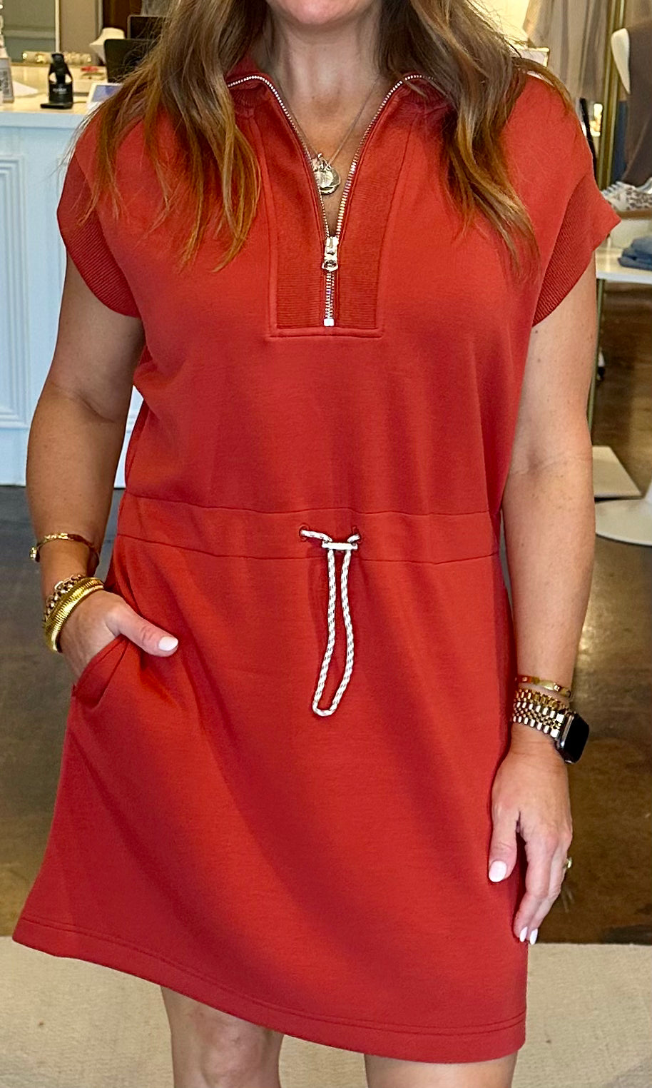 Avaya Half Zip Dress-Bossa Nova