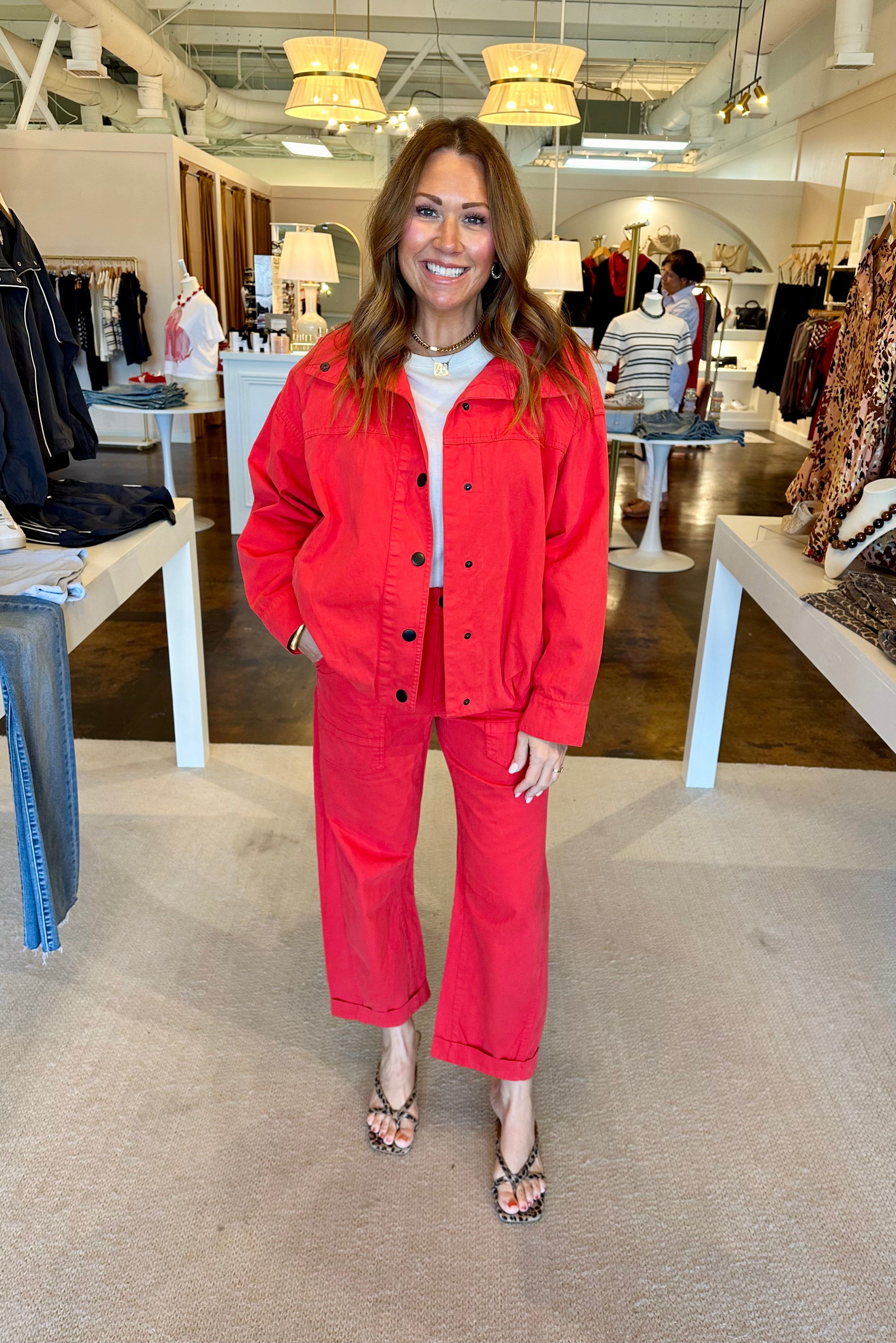 Tori Utility Pant-Negroni Red