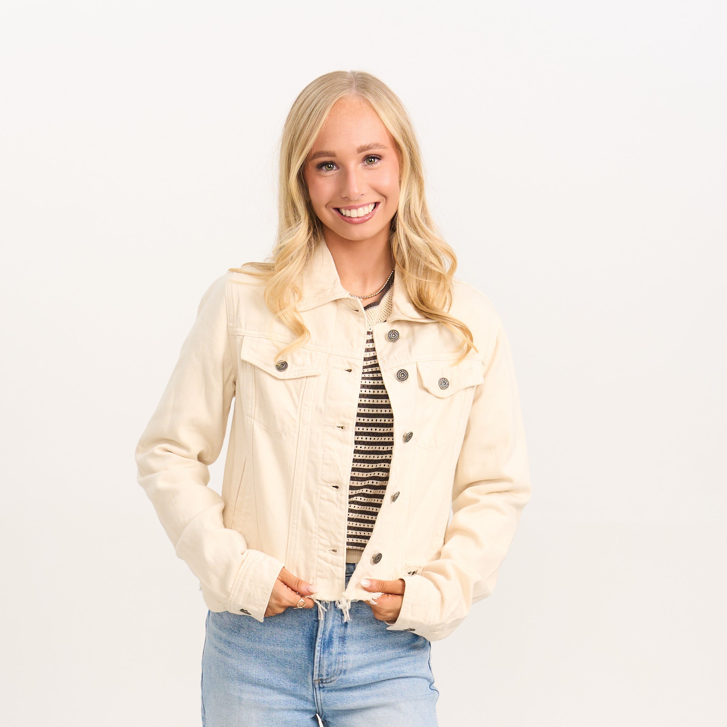 Frayed Hem Crop Shacket
