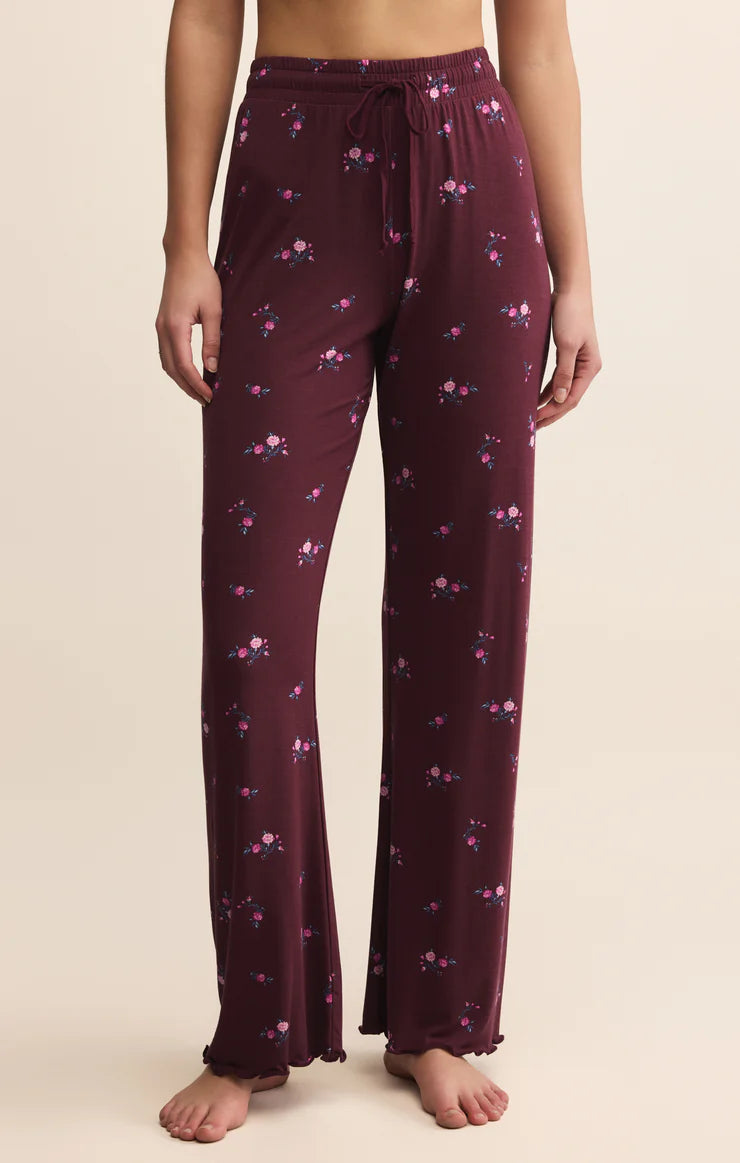 At Ease Ditsy Pant-Merlot
