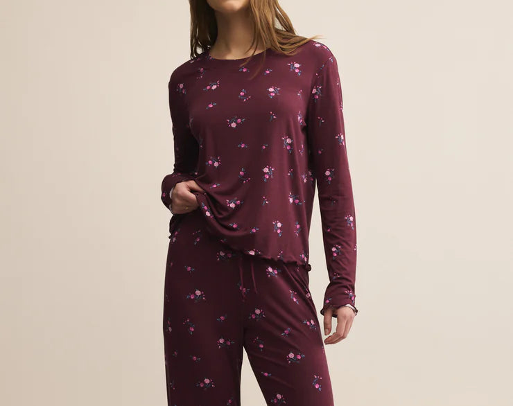 Bella Ditsy Top-Merlot