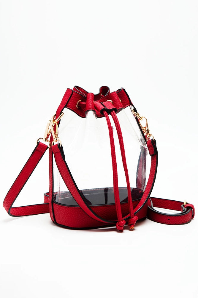 Crossbody Stadium Bucket Bag-Red