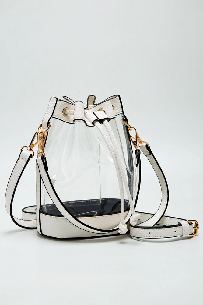 Crossbody Stadium Bucket Bag-White
